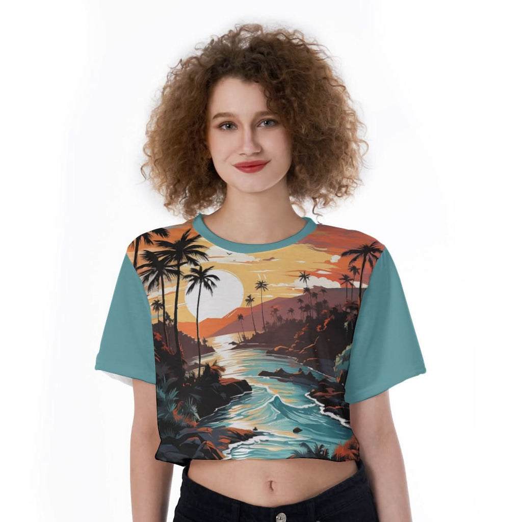 Women Cropped T-Shirt - Unique Oceans' Paradise Cropped T-Shirt 