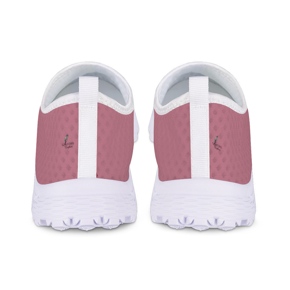 A single, lightweight slip-on Pretty Confidential Pink Non-Slip Lightweight Sneaker with a mauve-colored mesh upper and a slip-resistant sole, designed for casual or athletic wear.