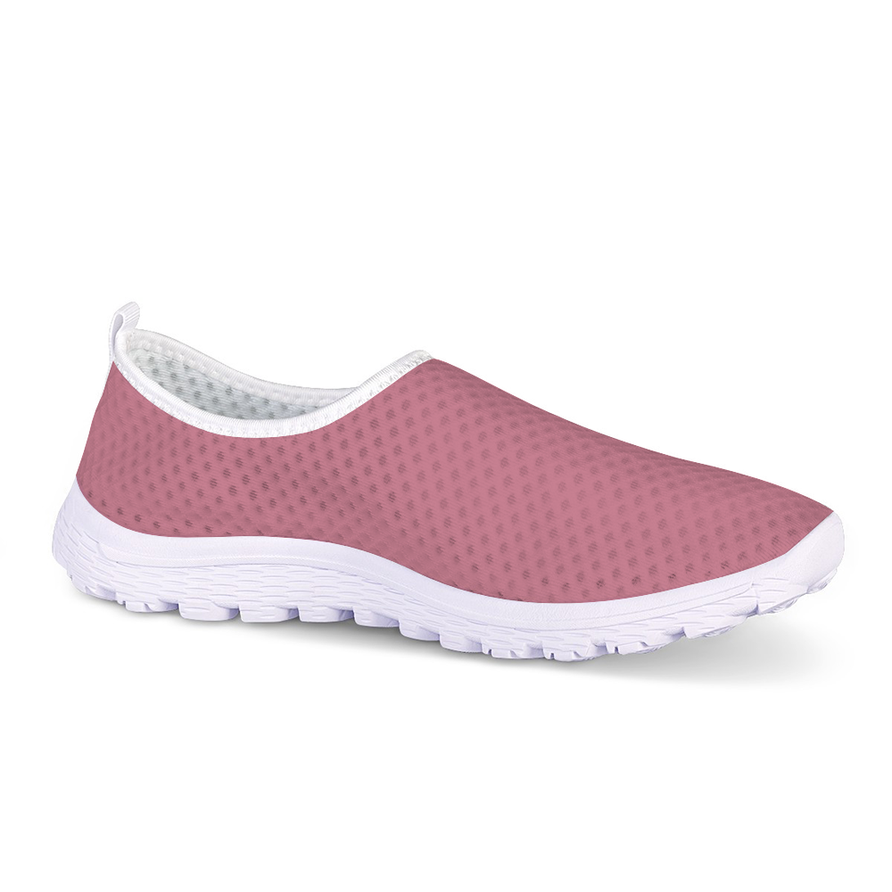 A single, lightweight slip-on Pretty Confidential Pink Non-Slip Lightweight Sneaker with a mauve-colored mesh upper and a slip-resistant sole, designed for casual or athletic wear.