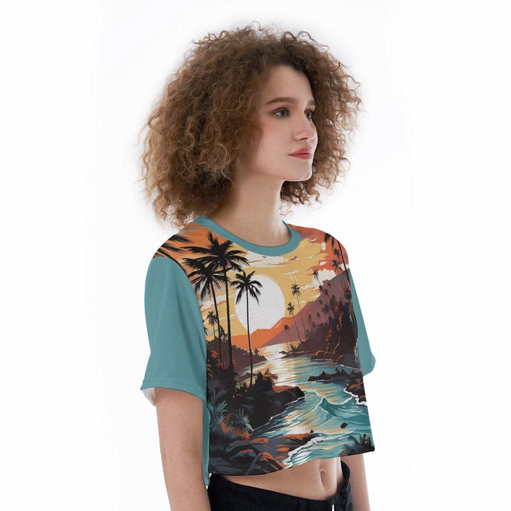 Women Cropped T-Shirt - Unique Oceans' Paradise Cropped T-Shirt 