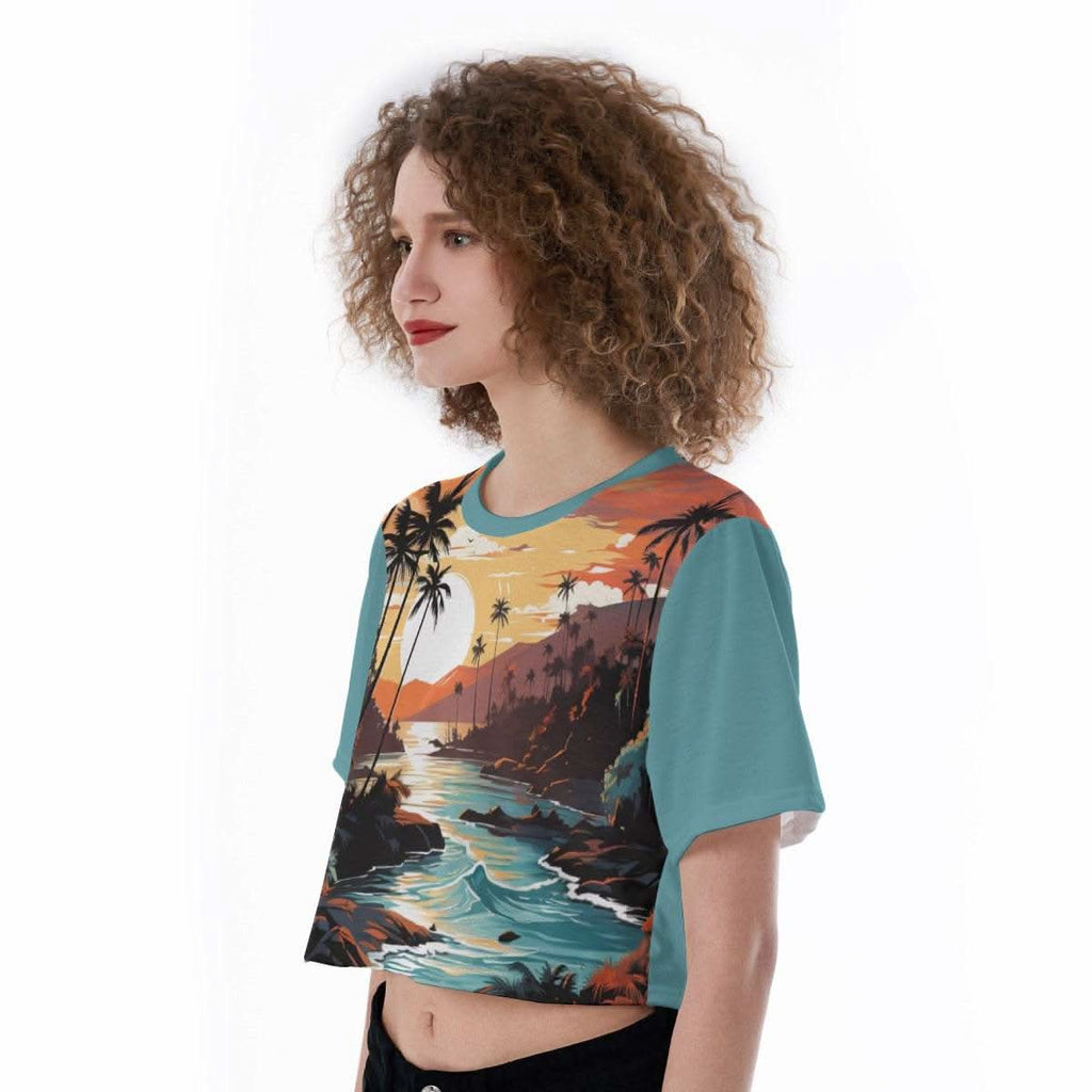 Women Cropped T-Shirt - Unique Oceans' Paradise Cropped T-Shirt 