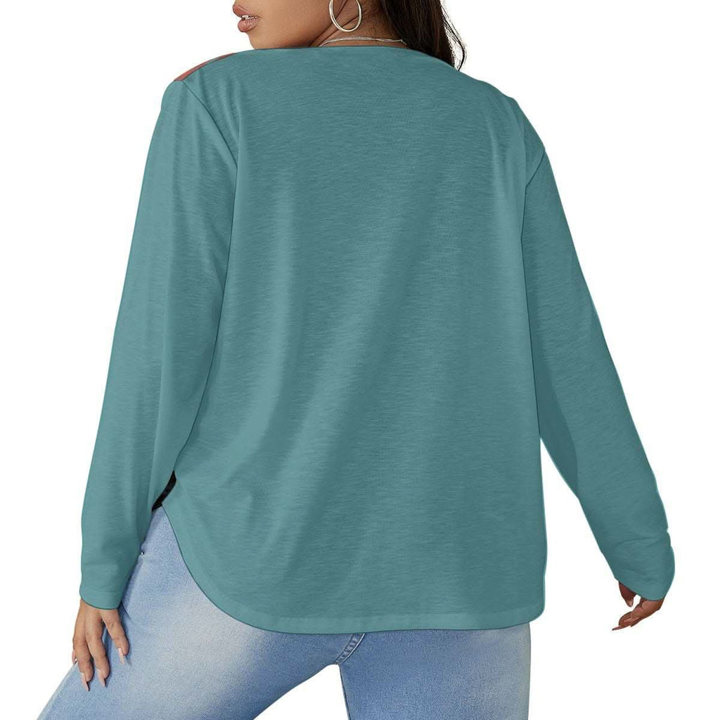  V-neck T-shirt Ocean's Paradise for Women With Curved Hem (Plus Size)