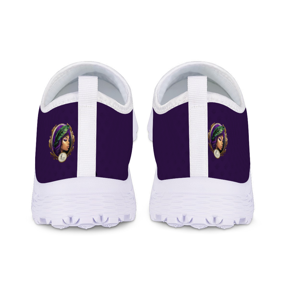 A single Deep Purple Non-Slip Lightweight Sneaker featuring a breathable mesh design, a white sole, and white edging.