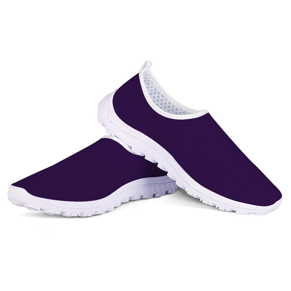 A single Deep Purple Non-Slip Lightweight Sneaker featuring a breathable mesh design, a white sole, and white edging.