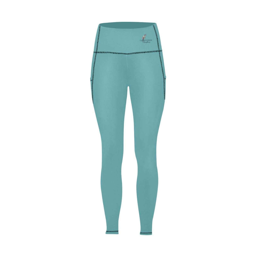 High Waist Leggings- Ocean's Paradise High Waist Leggings with Pockets