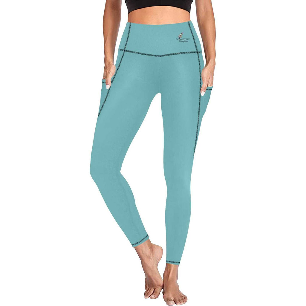High Waist Leggings- Ocean's Paradise High Waist Leggings with Pockets