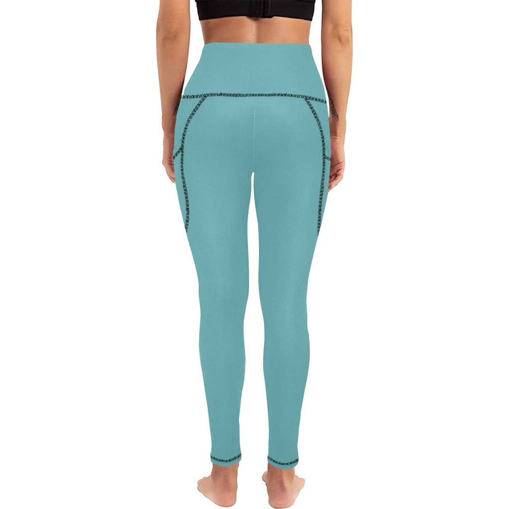 High Waist Leggings- Ocean's Paradise High Waist Leggings with Pockets