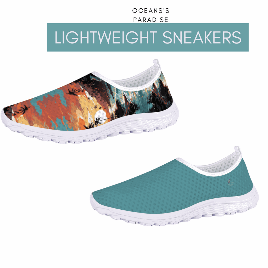 Ocean's Paradise Non-Slip shoes Lightweight Sneakers with an abstract design.