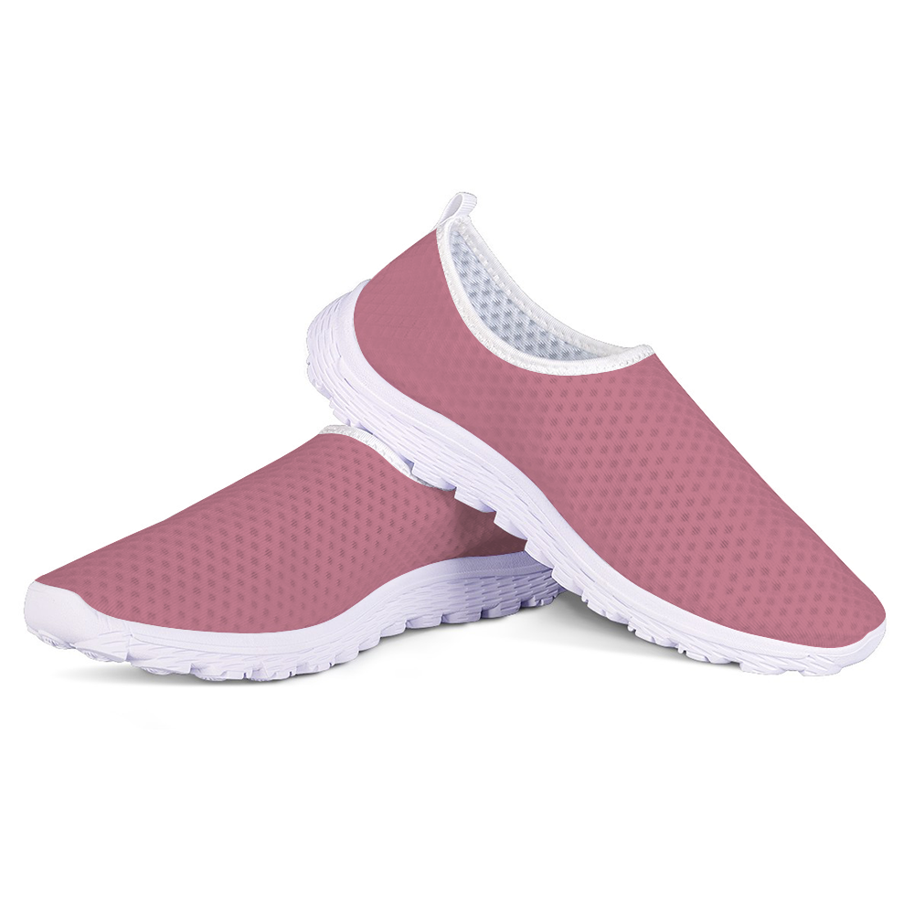 A single, lightweight slip-on Pretty Confidential Pink Non-Slip Lightweight Sneaker with a mauve-colored mesh upper and a slip-resistant sole, designed for casual or athletic wear.