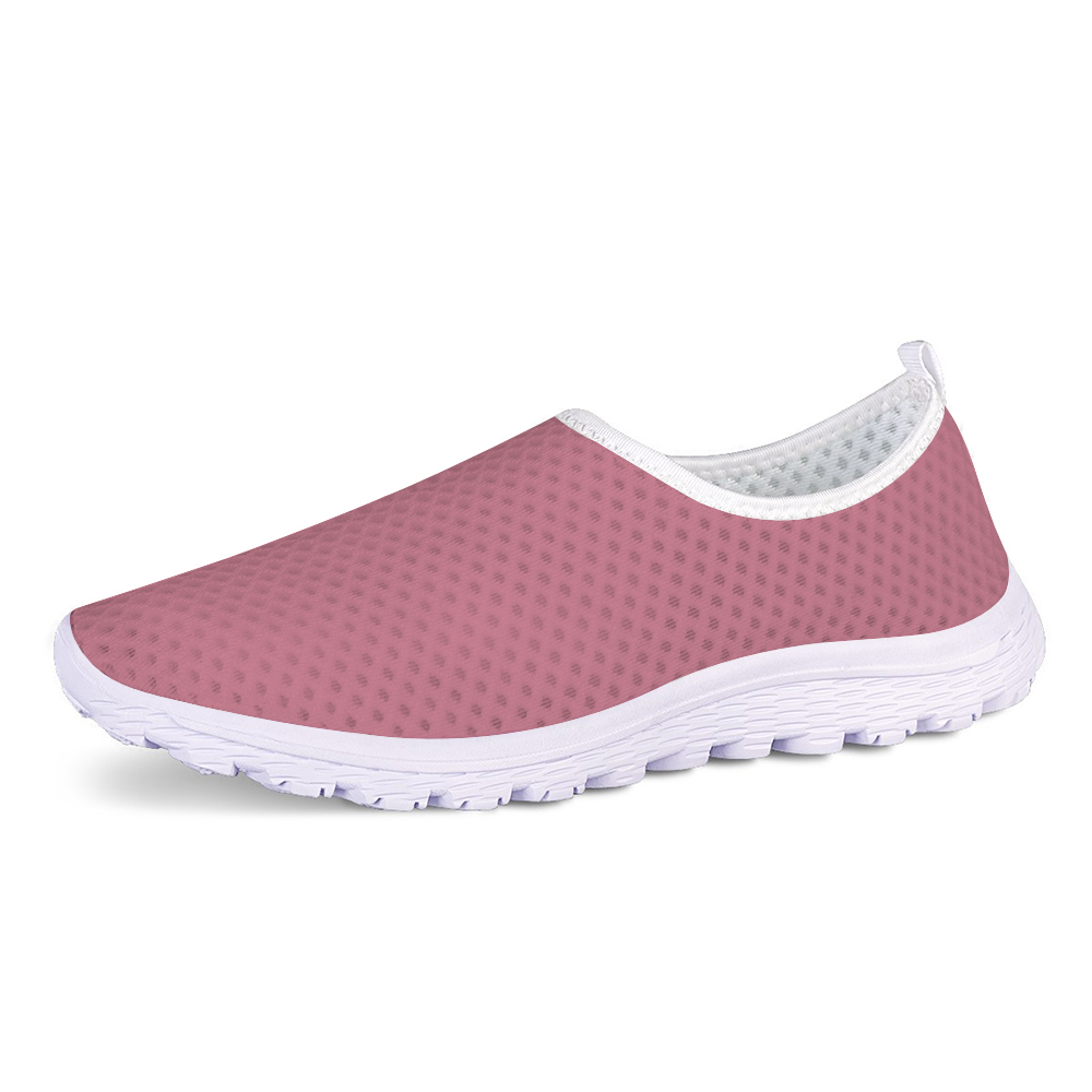 A single, lightweight slip-on Pretty Confidential Pink Non-Slip Lightweight Sneaker with a mauve-colored mesh upper and a slip-resistant sole, designed for casual or athletic wear.