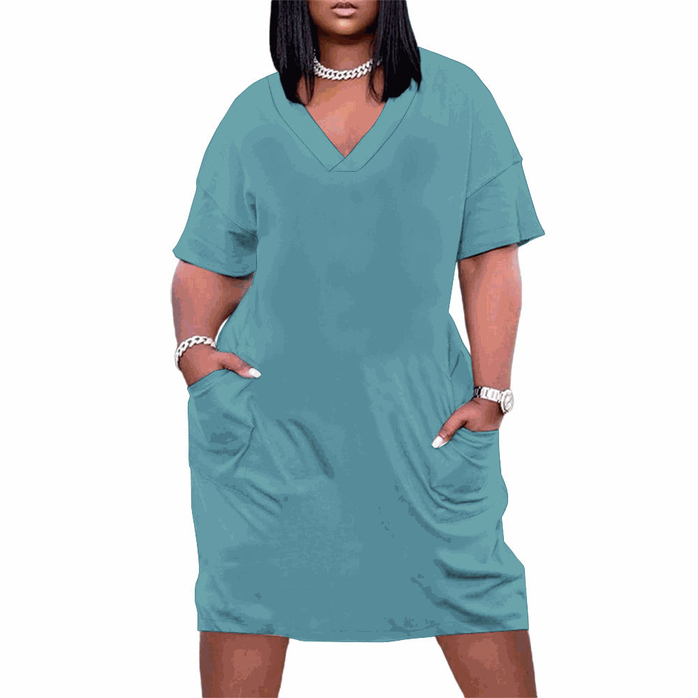 V-neck Dress : Unique Ocean's Paradise Women's V-neck Dress with Pockets